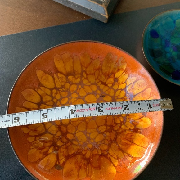 Stunning vintage rare enamel on copper bowl artist Win Ng signed SF MCM - Picture 2 of 4